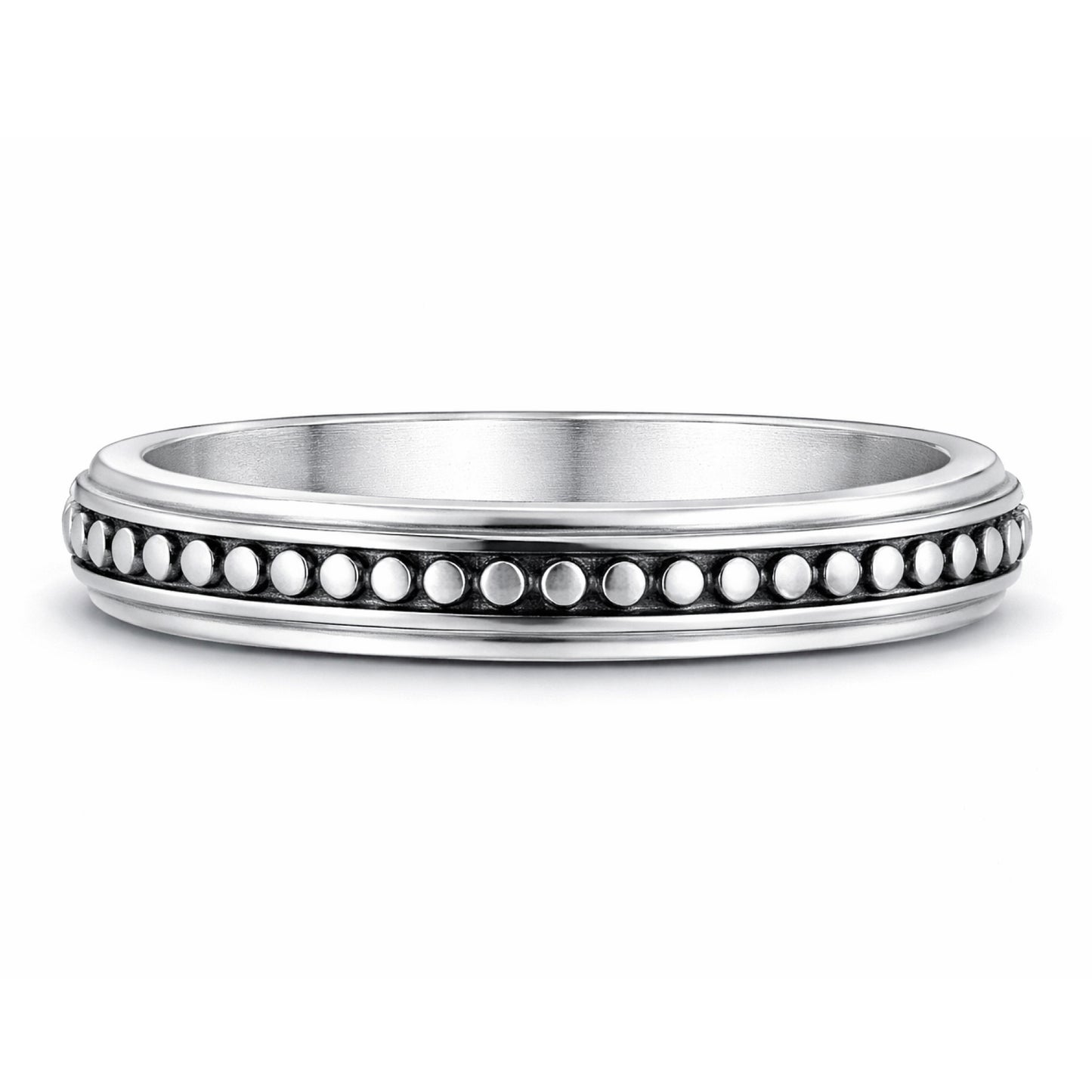 Stainless Steel Spinner Ring – Studded Fidget Band