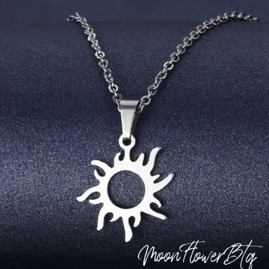 Silver Cutout Sun Pendant Necklace