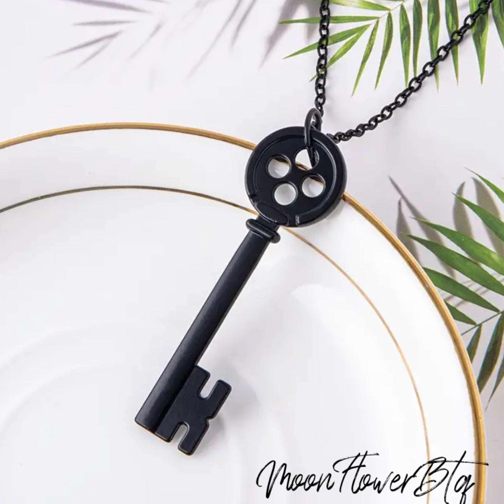 Black Key Pendant Necklace