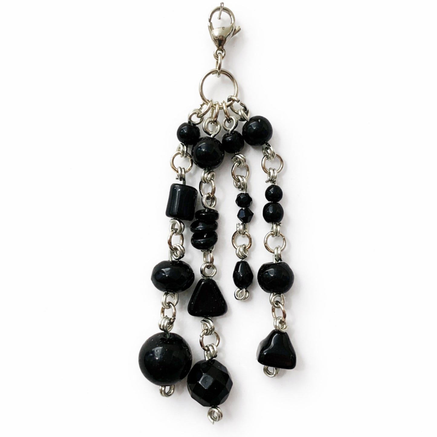Black Beaded Charm - Keychain Bag Charm Zipper Pull