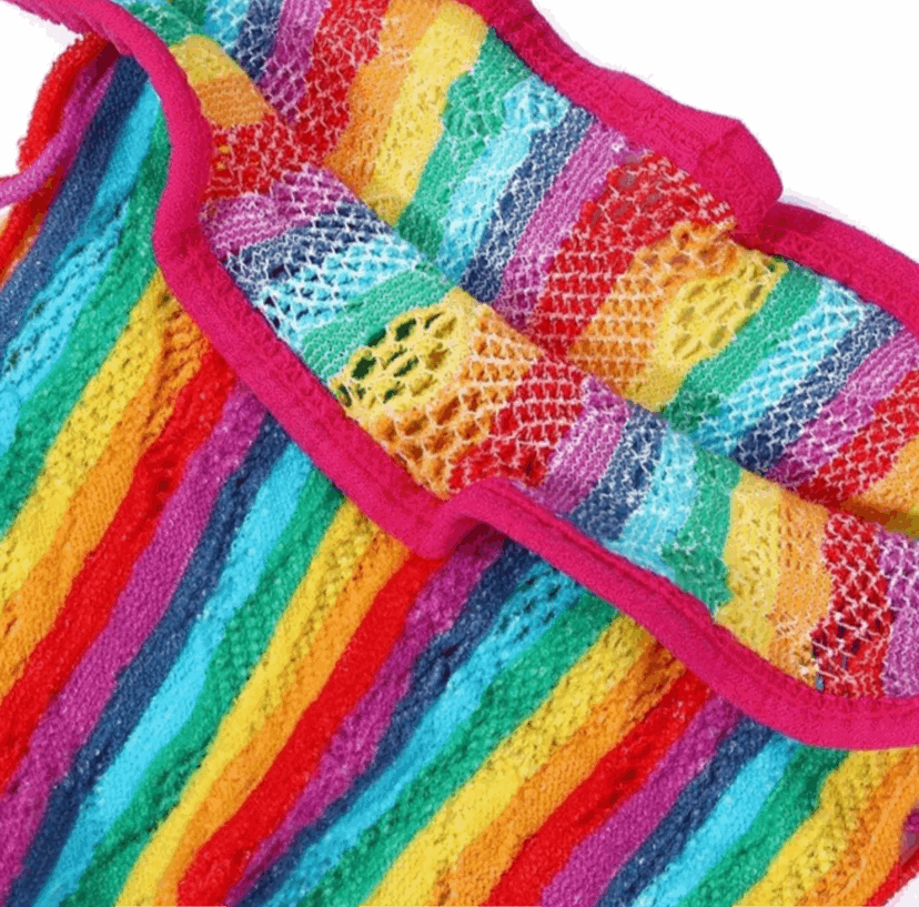 Rainbow Mesh Fishnet Dress Rave Festival Outfit Swim Cover