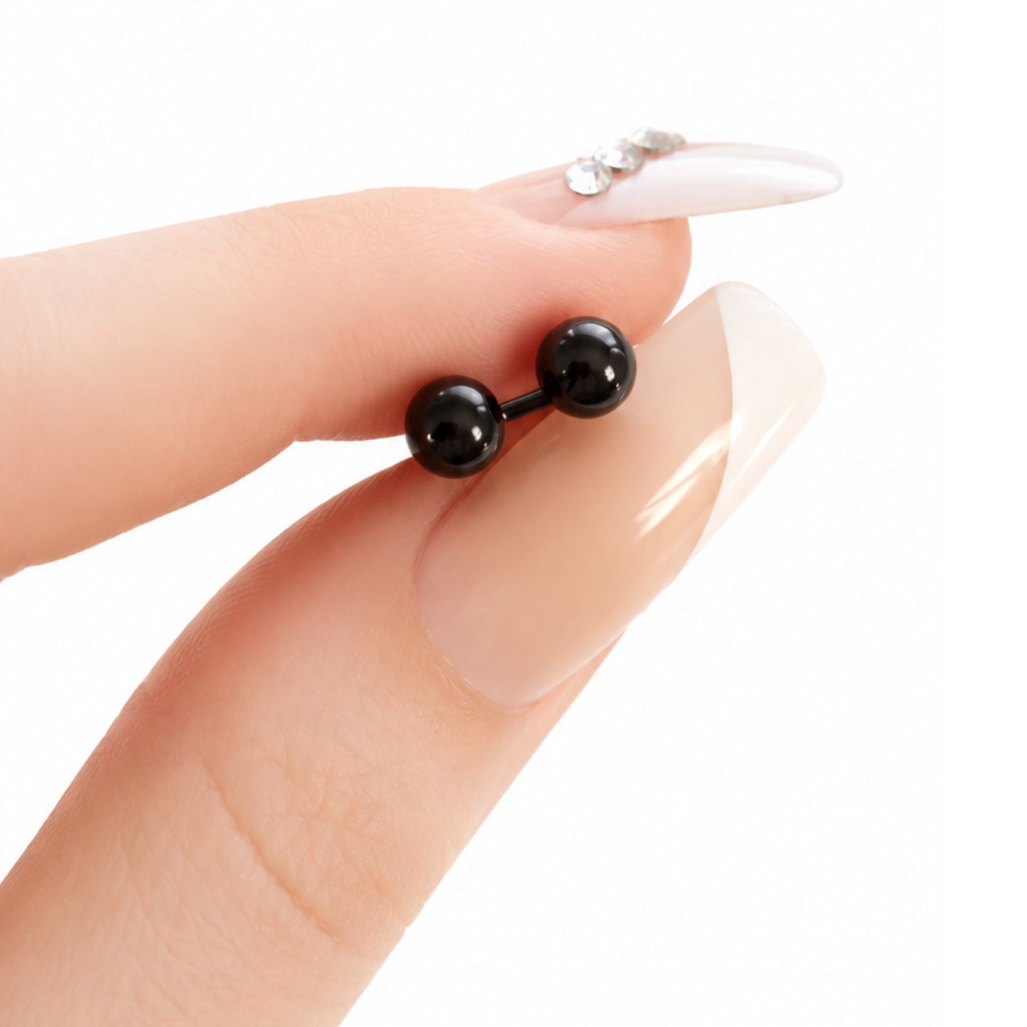Black Stainless Steel Barbell Earrings – 18G 5mm