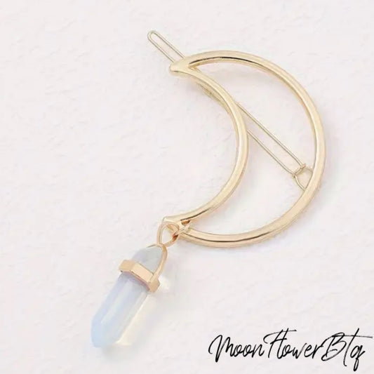 Clear Crystal Crescent Moon Hair Clip