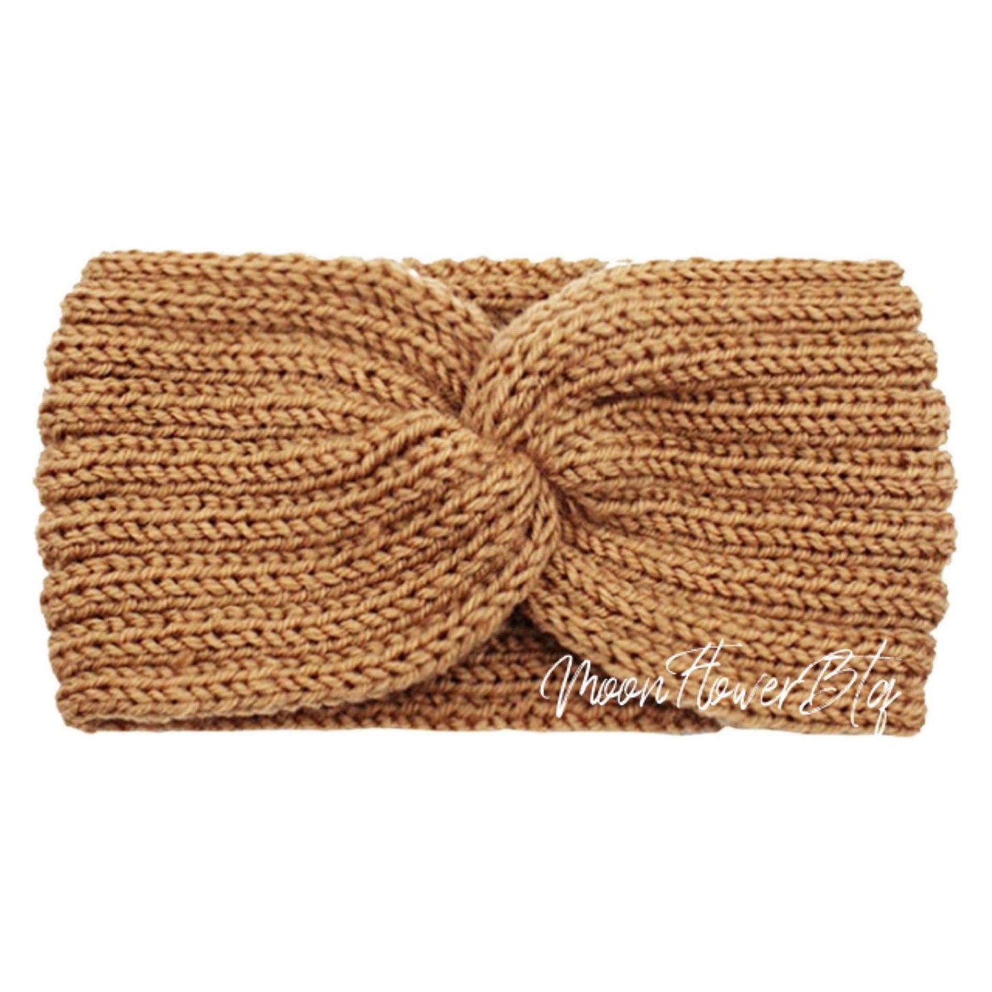 Camel Tan Vegan Knit Twist Headband Ear Warmer