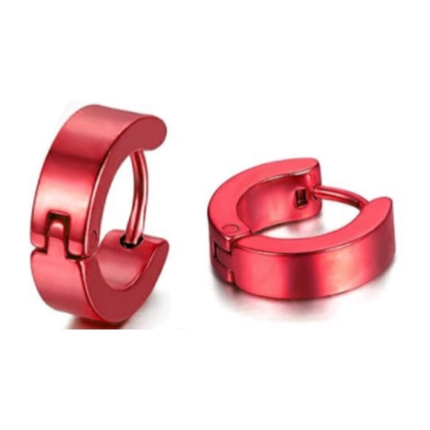 Red Huggie Hoop Earrings