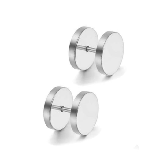 Silver Flat Barbell Earrings 10mm