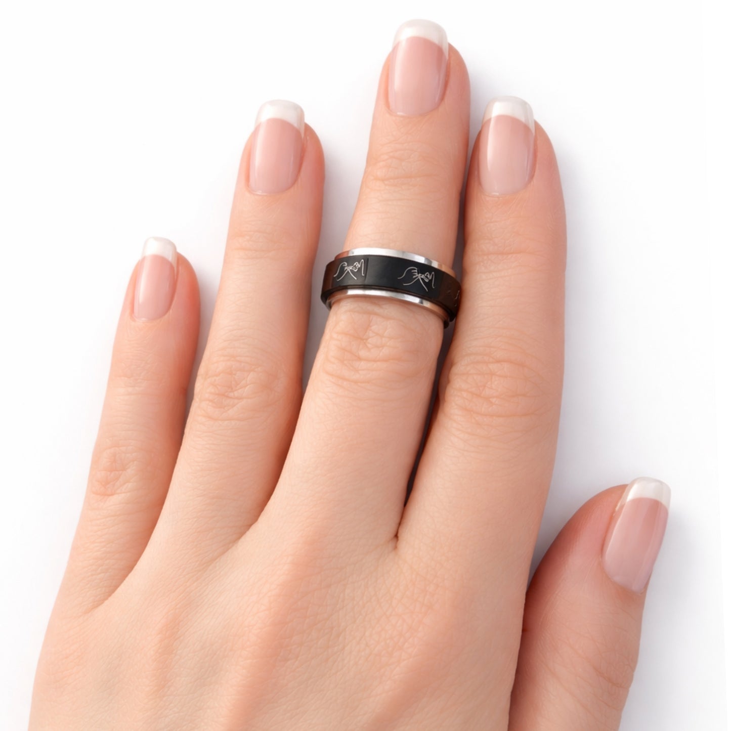 Black Pinky Promise Spinner Ring – Stainless Steel Fidget Band