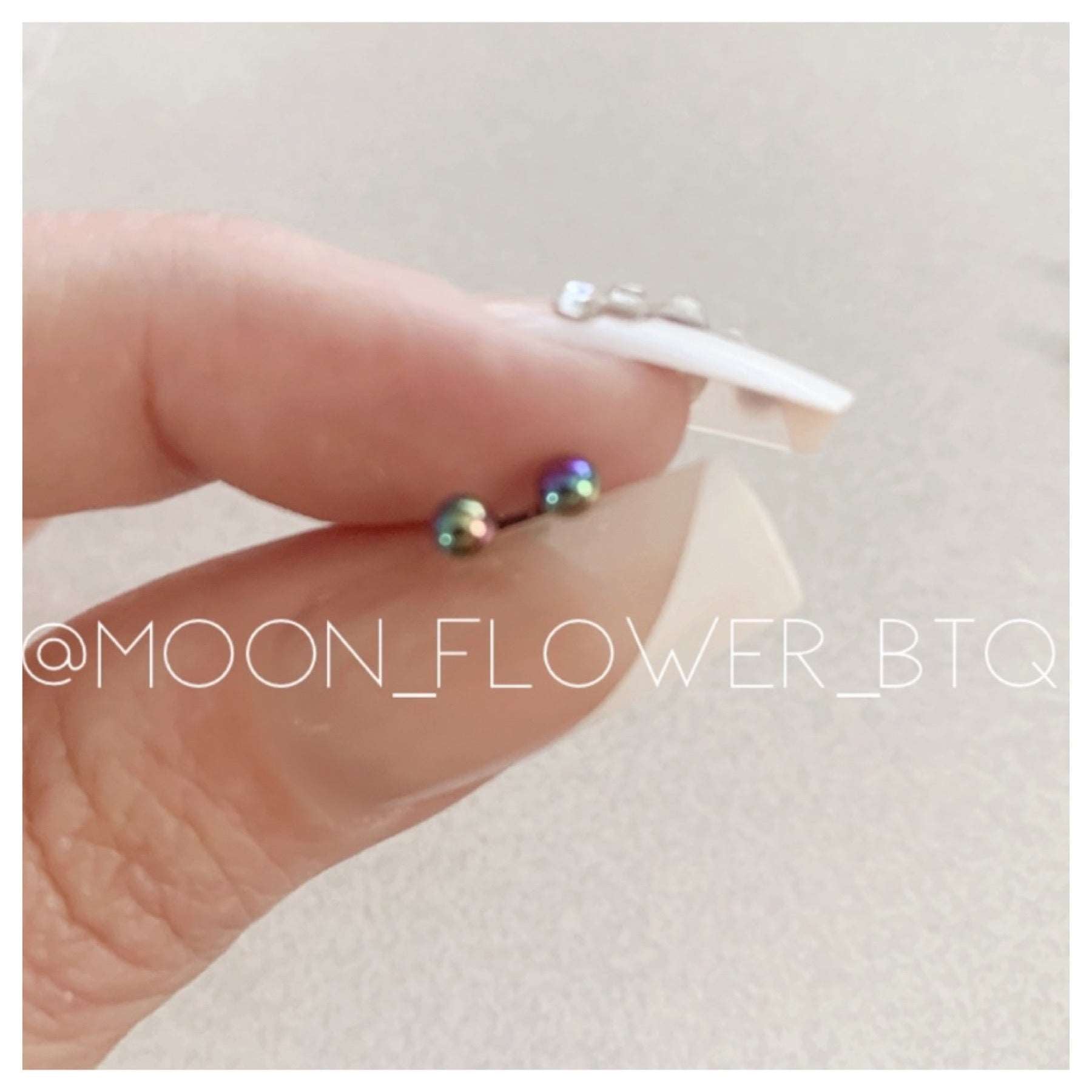 Tiny Rainbow Barbell Earrings