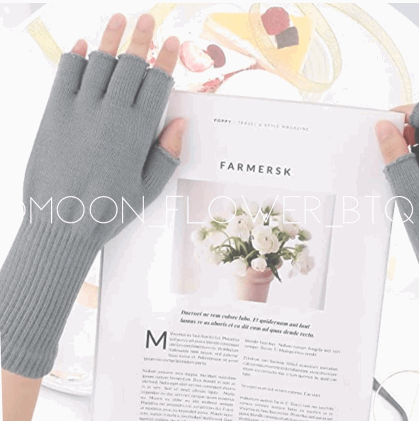 Gray Stretchy Fingerless Gloves
