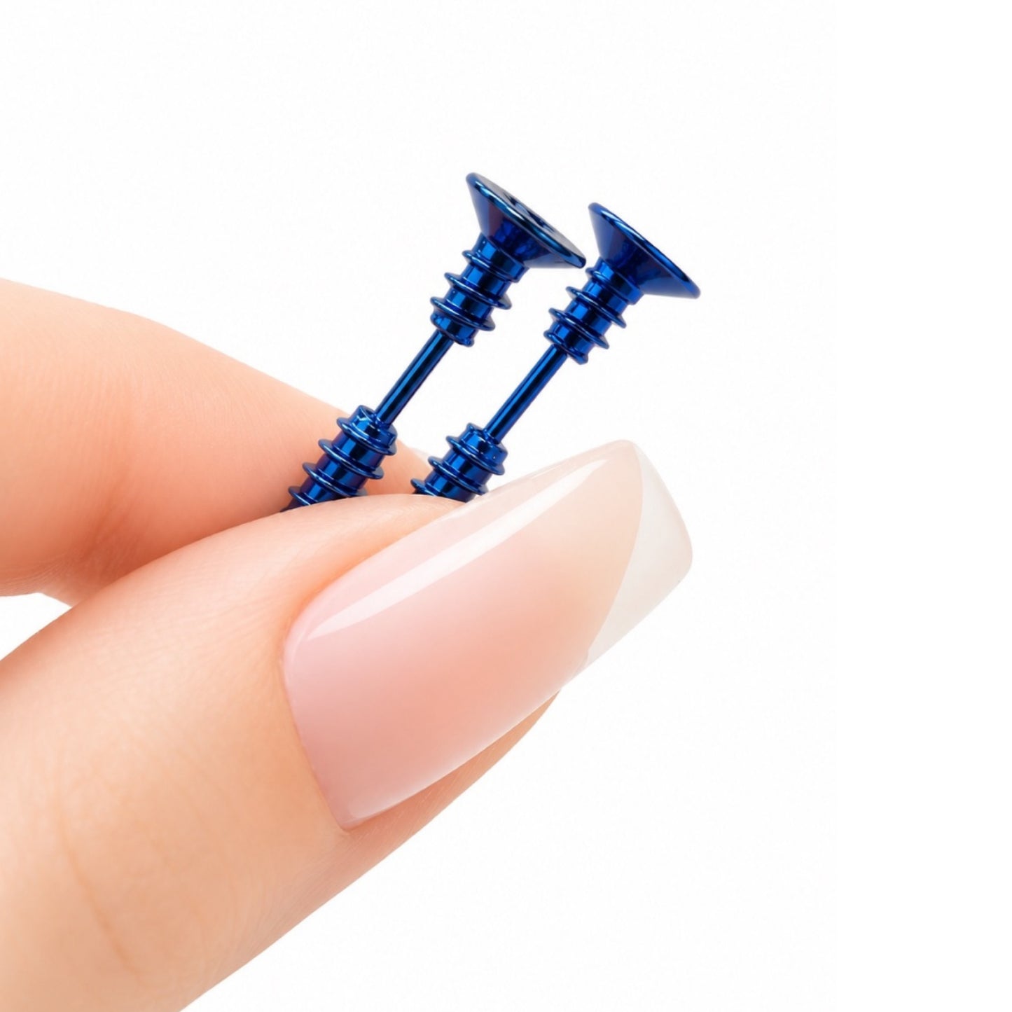 Blue Stainless Steel Screw Stud Earrings – 16G