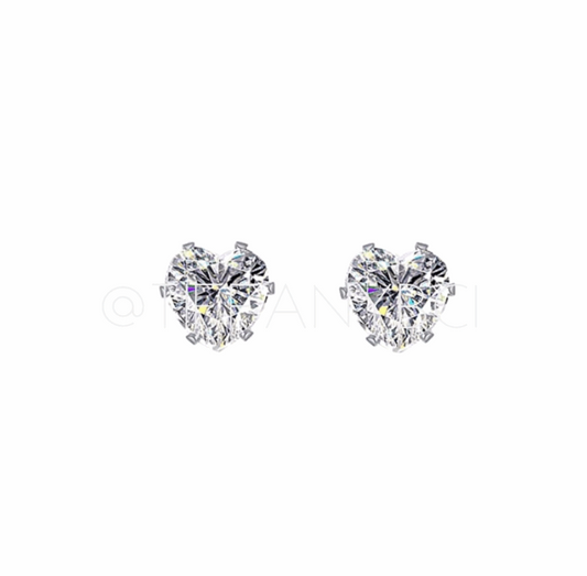 Heart Shaped Cubic Zirconia Stud Earrings