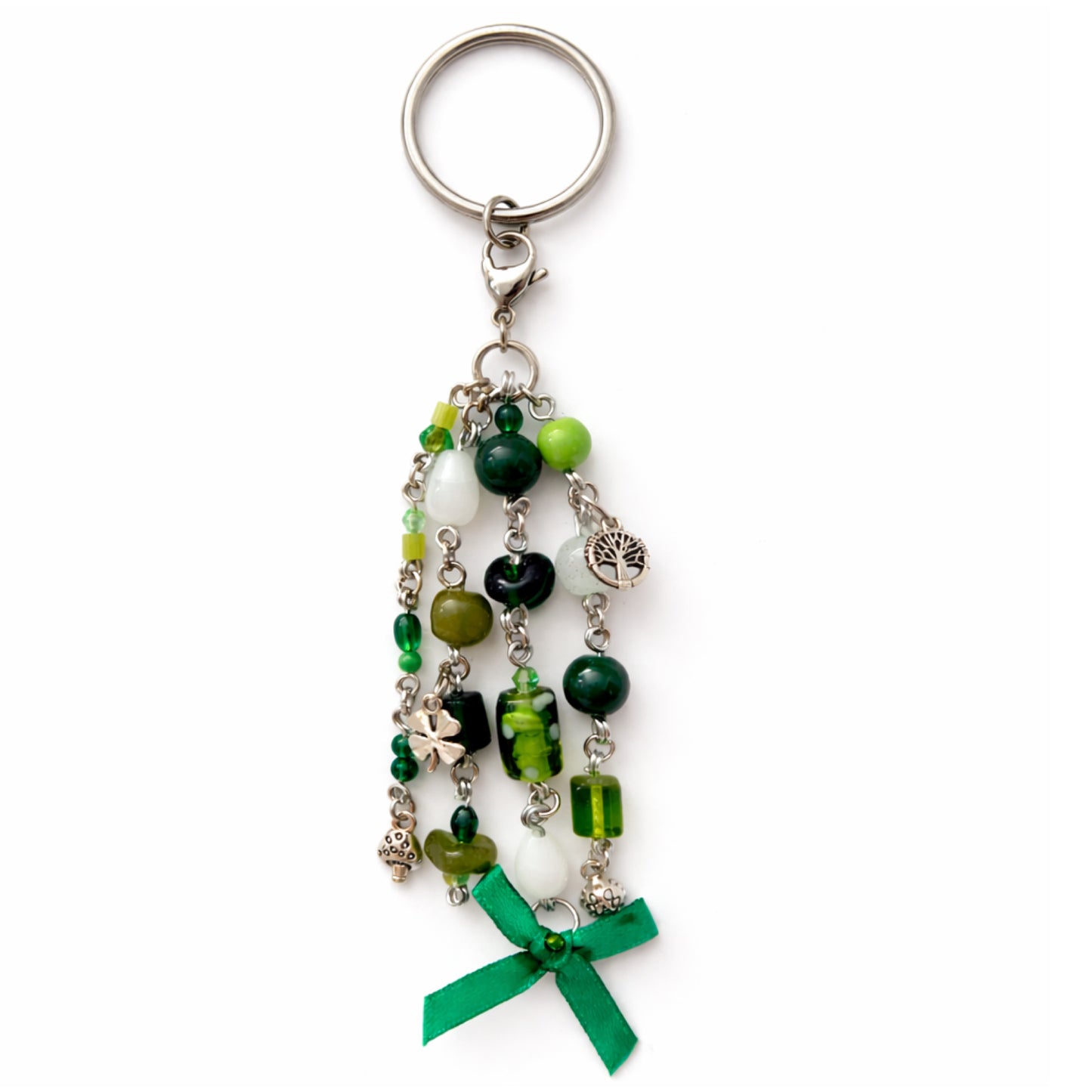 Green Beaded Nature Charm - Keychain Bag Charm Zipper Pull
