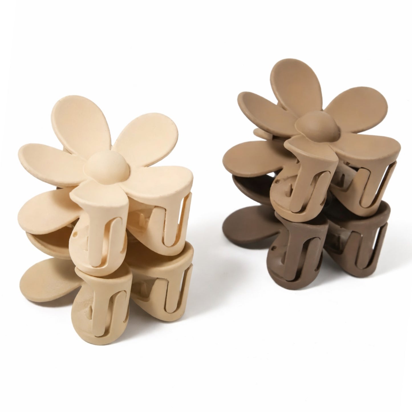 4 Pc Set Matte Daisy Flower Hair Claw Clips – Neutral Tones