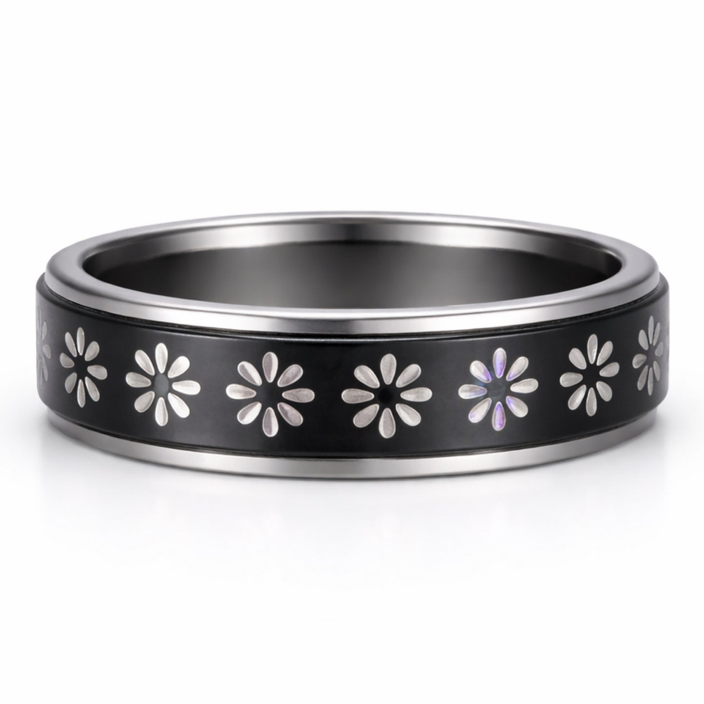 Stainless Steel Daisy Spinner Ring