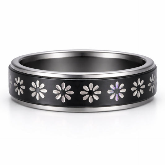 Stainless Steel Daisy Spinner Ring