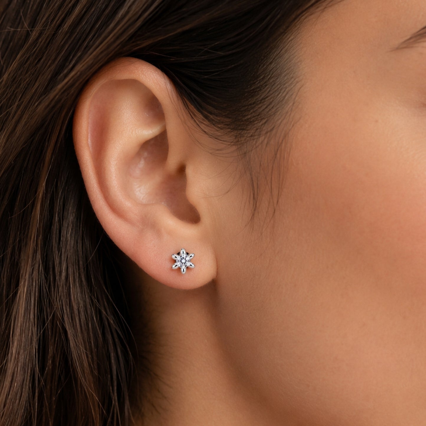 Tiny Flower CZ Flat Back Stud Earrings