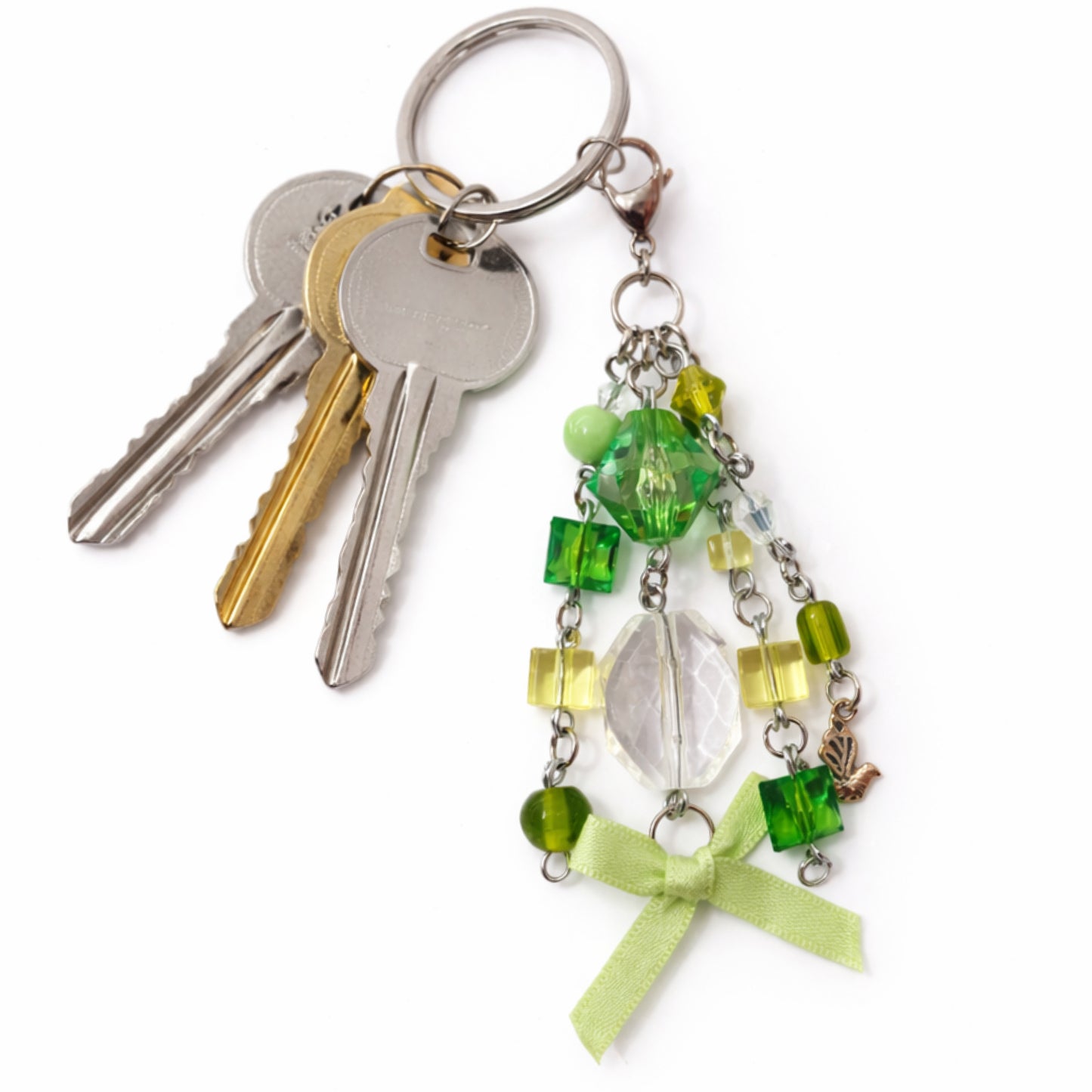 Green Beaded Charm - Keychain Bag Charm Zipper Pull