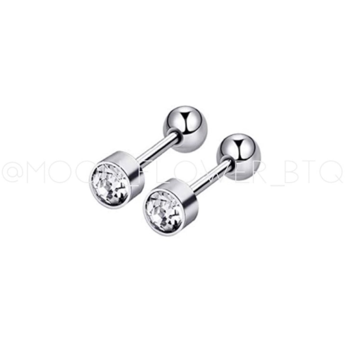 Silver CZ Barbell Earrings