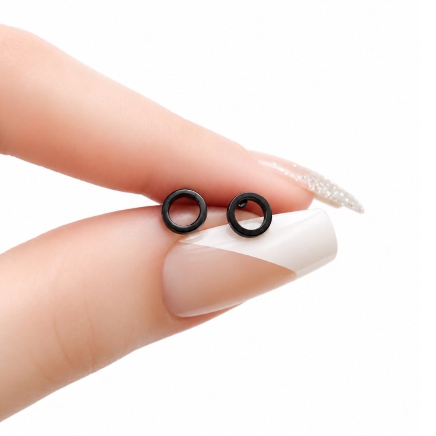 Black Circle Flat Back Stud Earrings