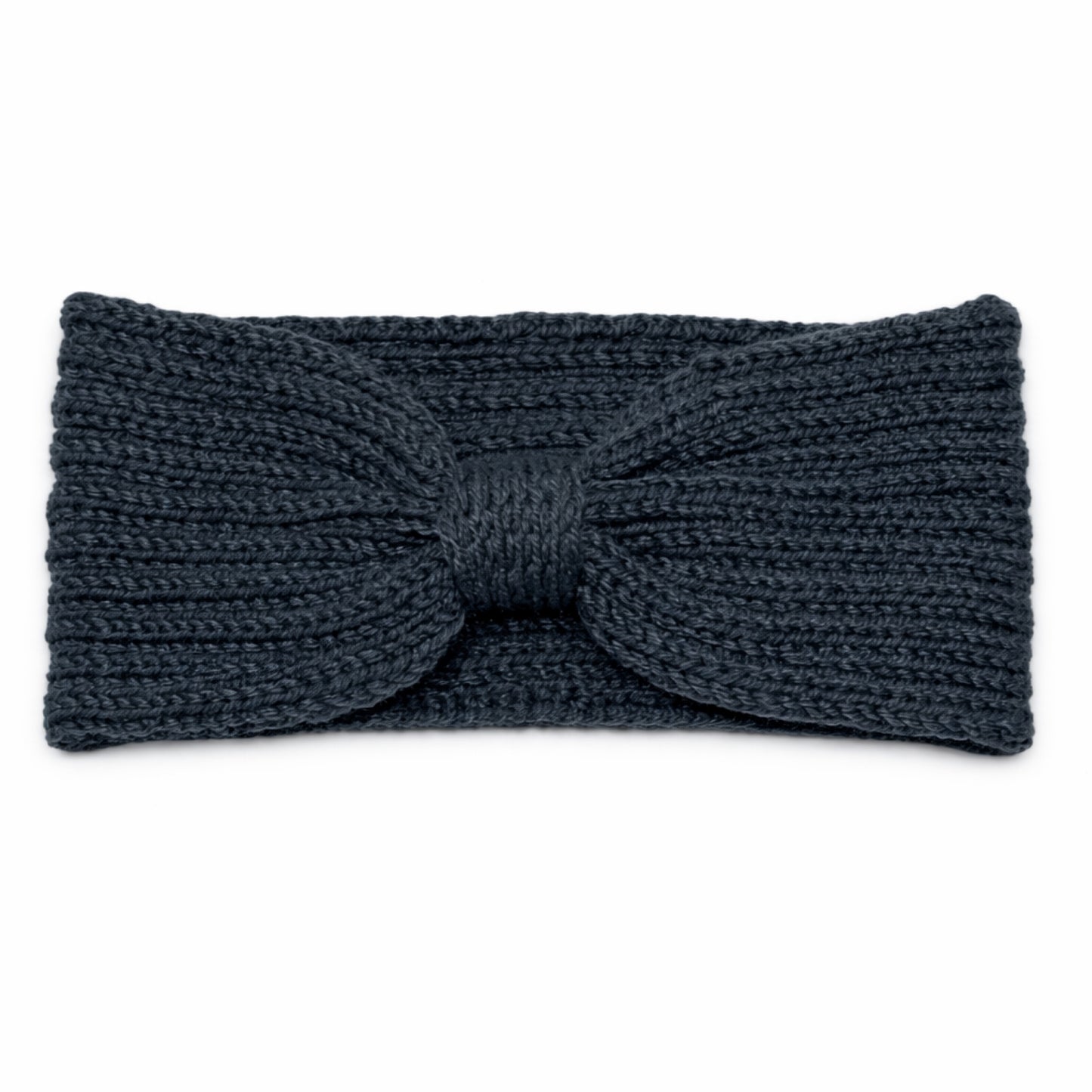 Navy Blue Chunky Knit Bow Headband – Cozy Winter Ear Warmer