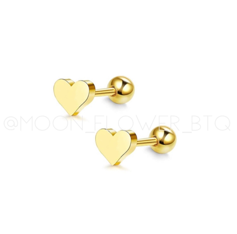 Yellow Heart Barbell Earrings