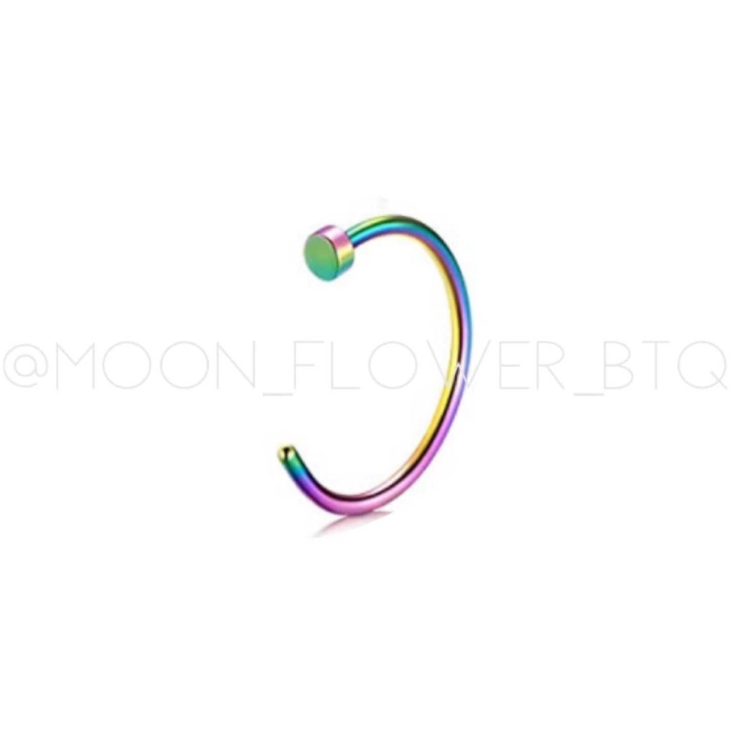 Rainbow Nailhead Fixed Half Hoop Nose Ring