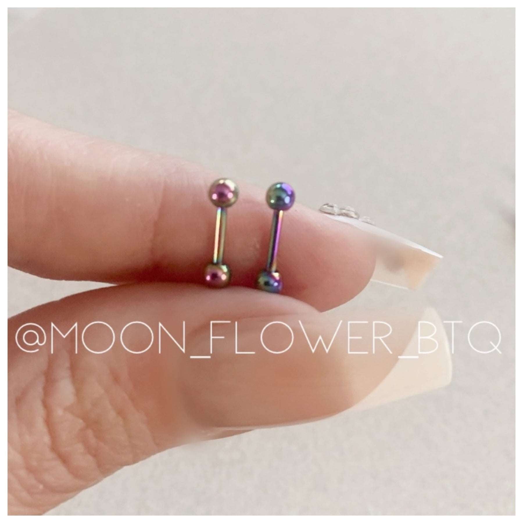 Tiny Rainbow Barbell Earrings 3mm