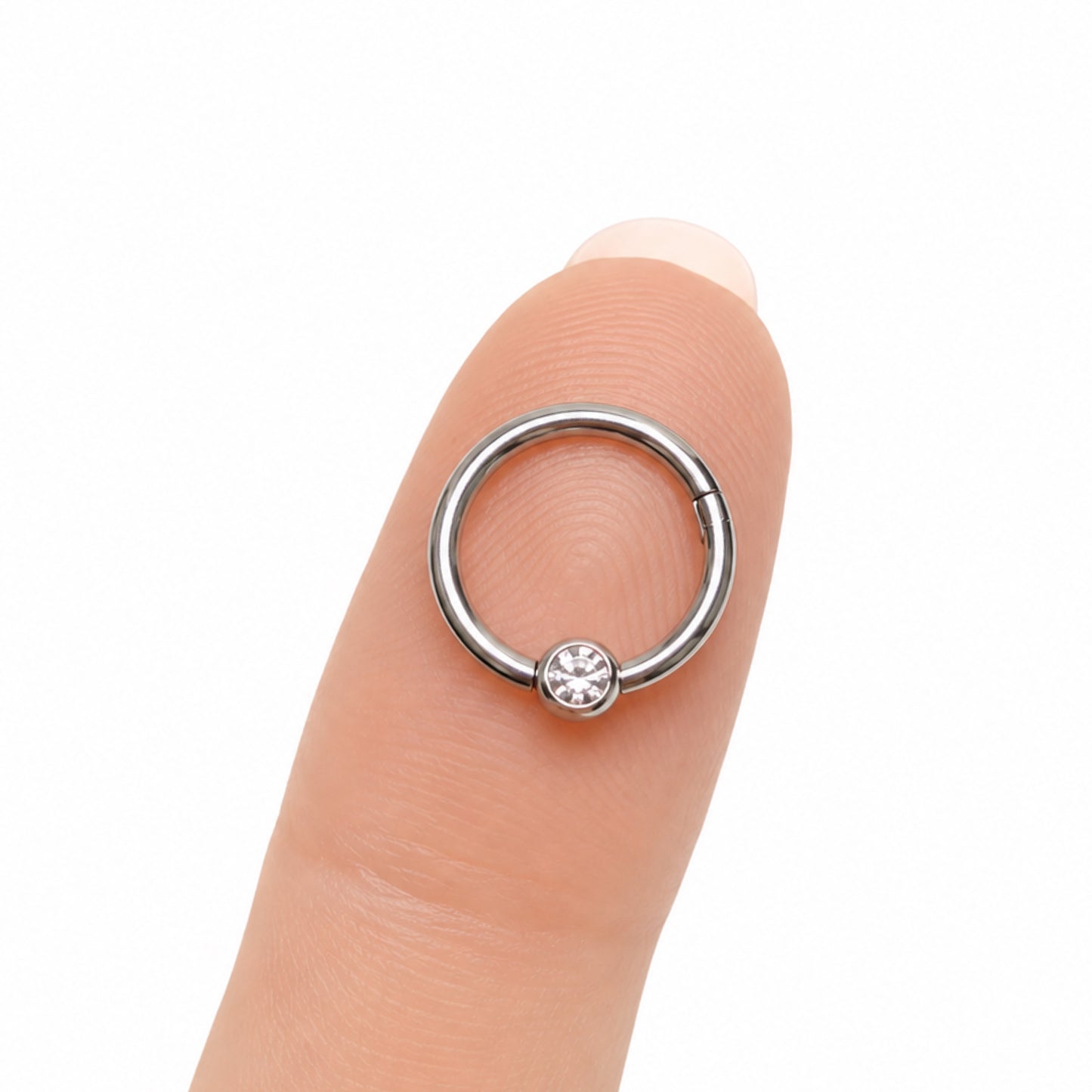 Clear CZ Clicker Hoop Ring