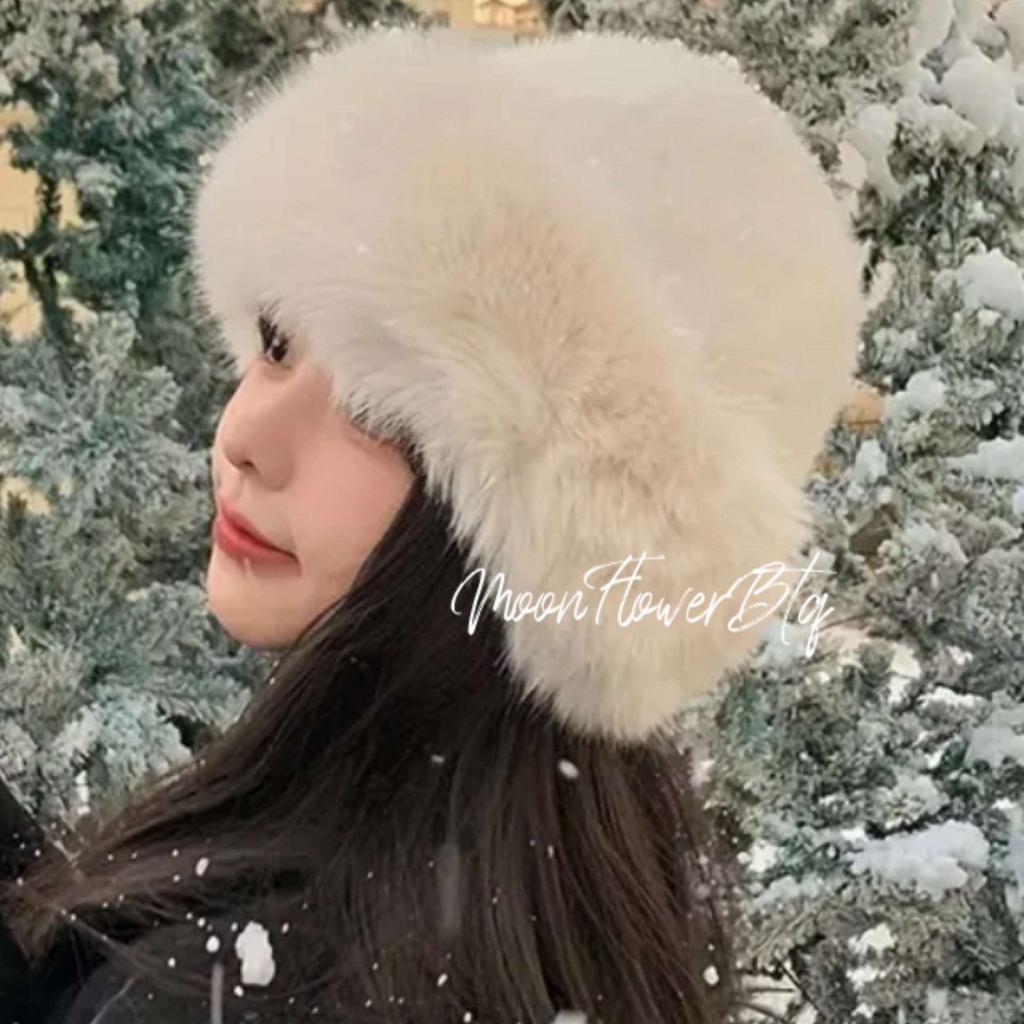 Off White Faux Fur Winter Hat