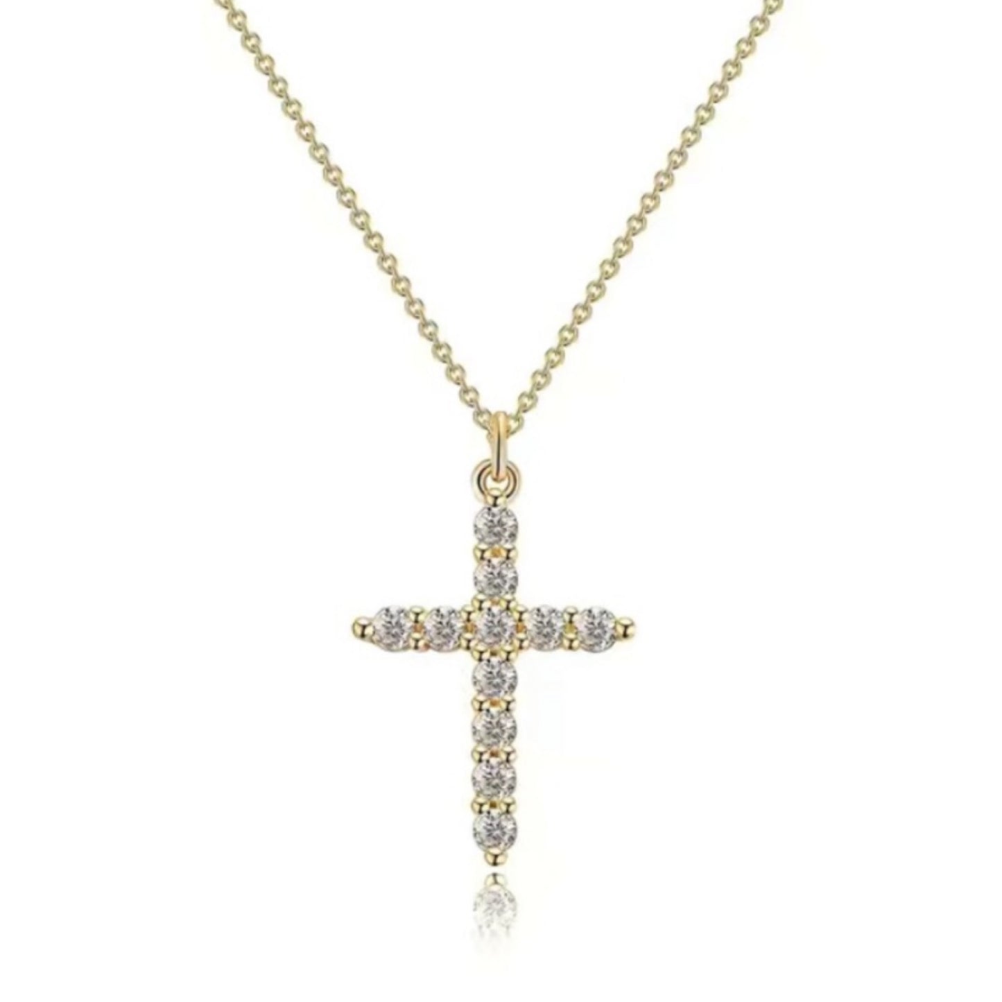 Tiny Gold CZ Covered Cross Necklace