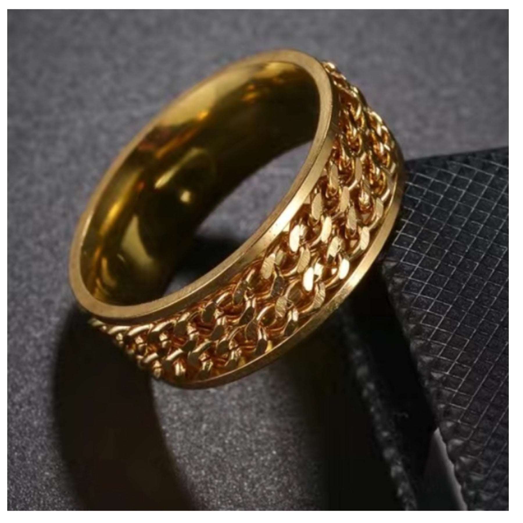 Gold Double Chain Anxiety Fidget Spinner Ring