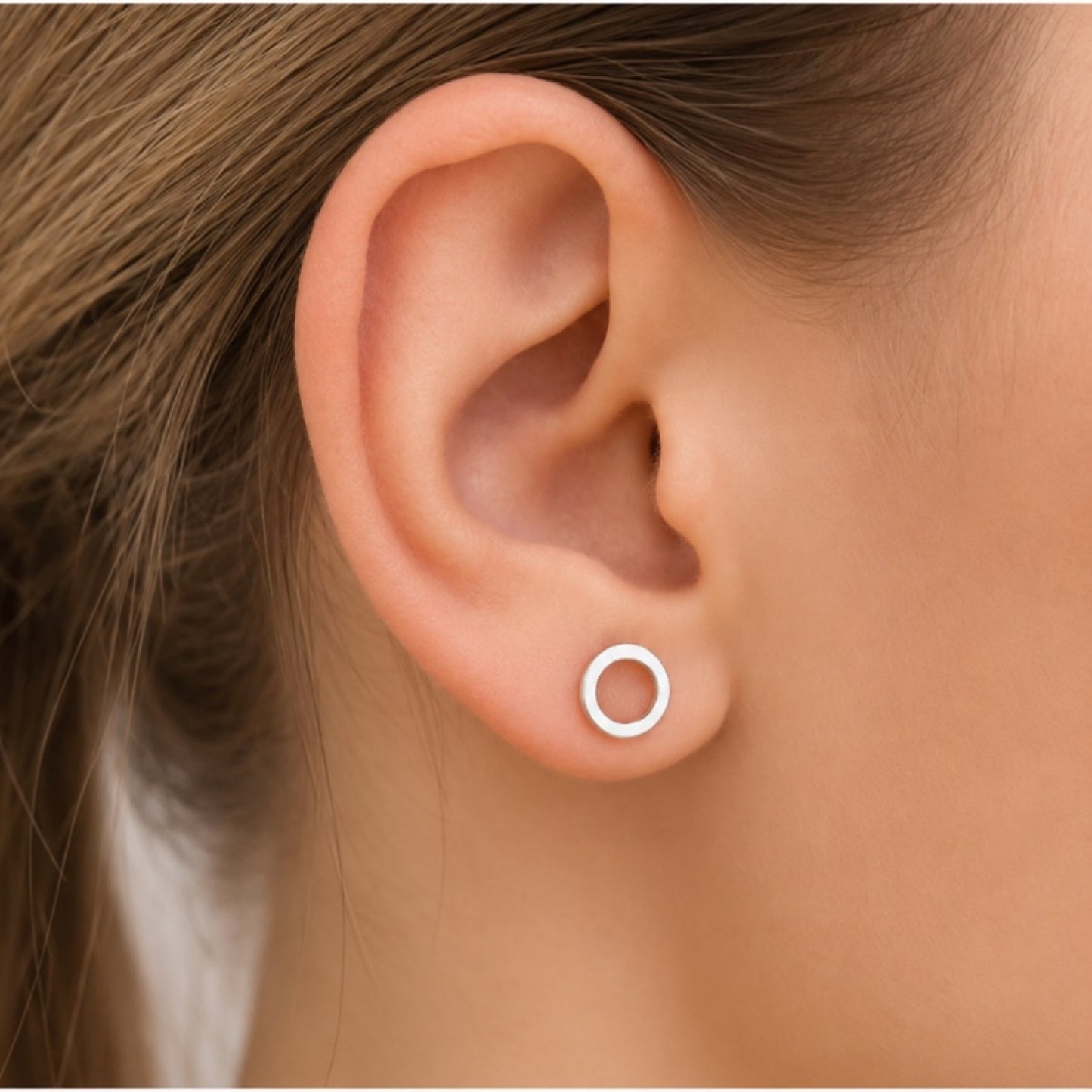 Open Circle Flat Back Stud Earrings