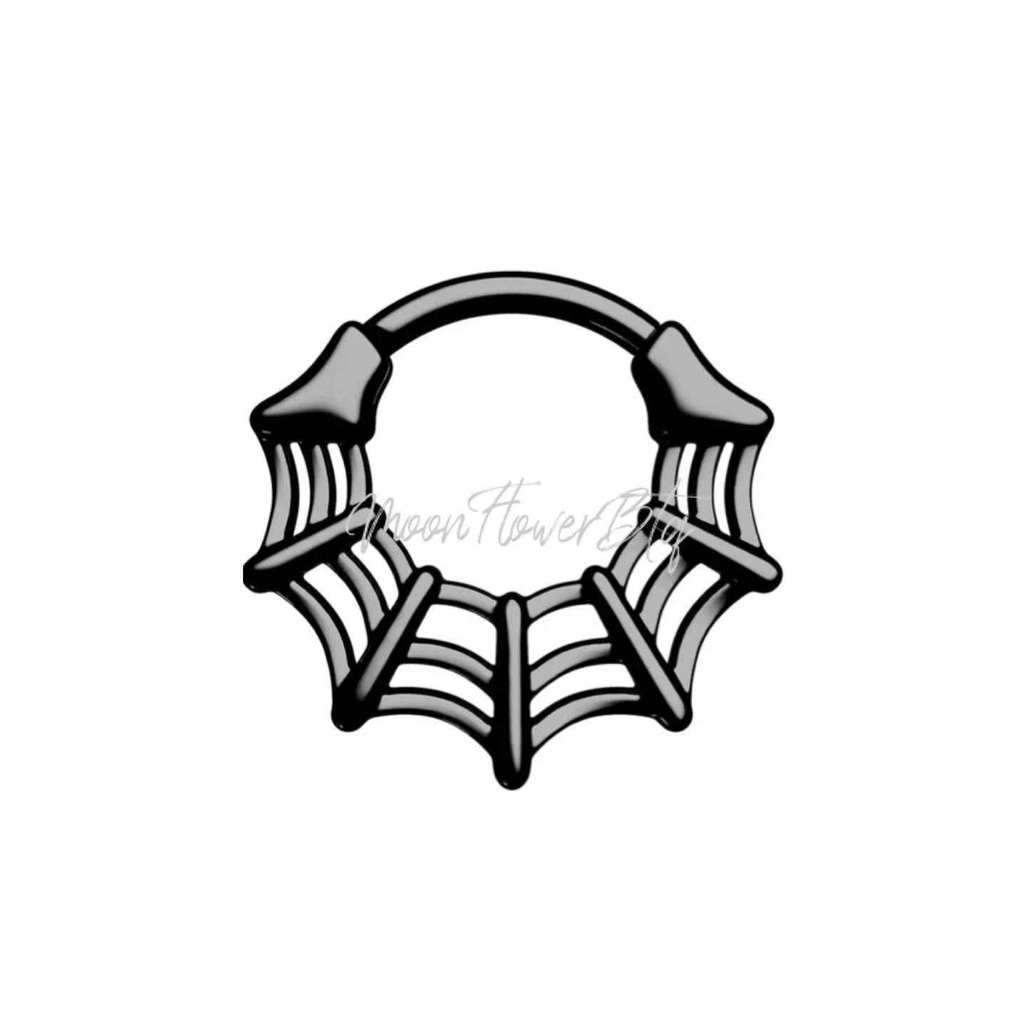 Black Spider Web Septum Clicker Ring