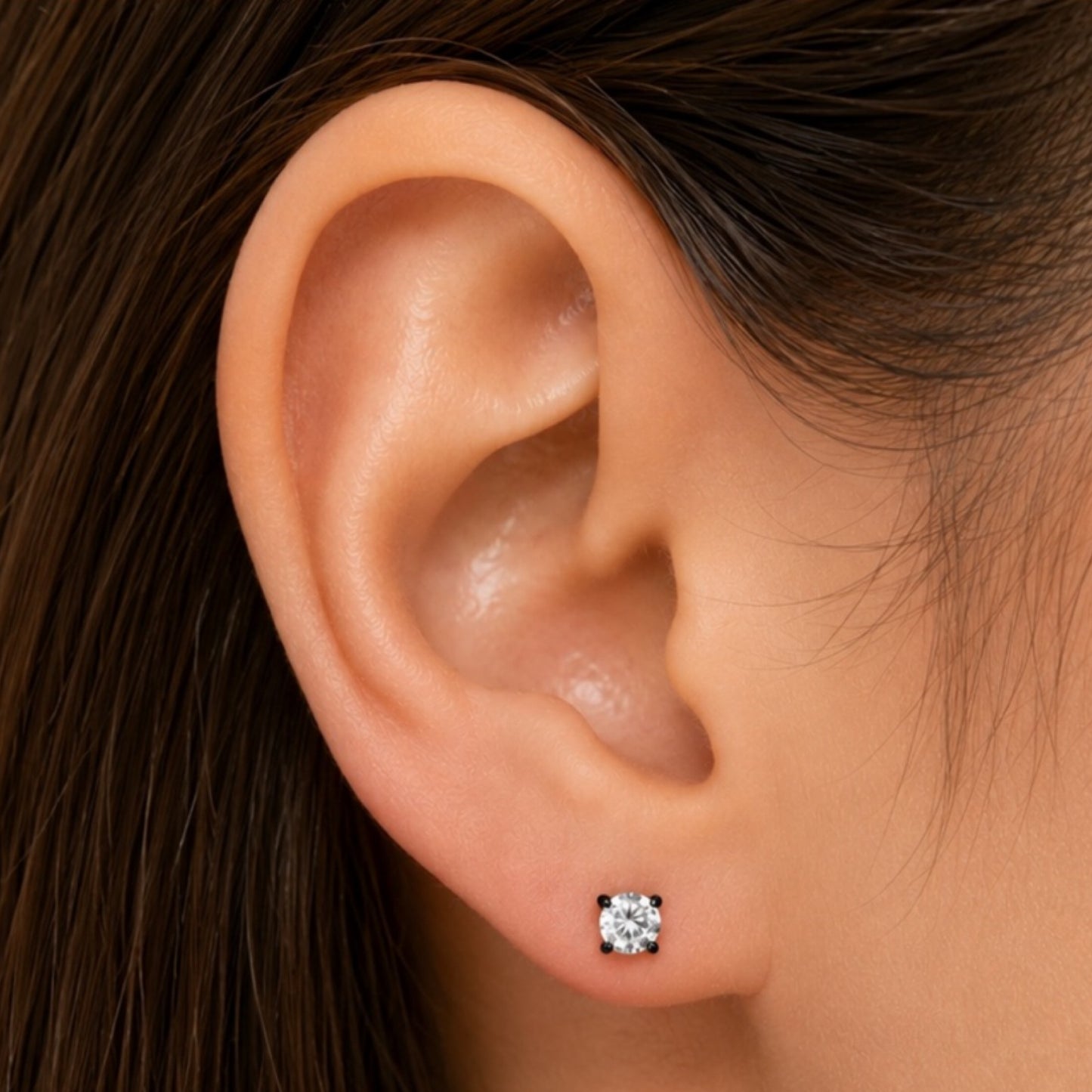 Black Clear CZ Barbell Earrings – 18G 3mm
