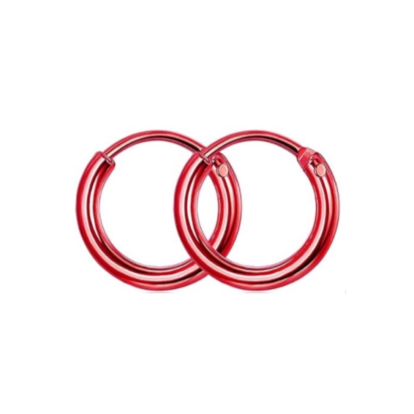 Red Huggie Hoop Earrings