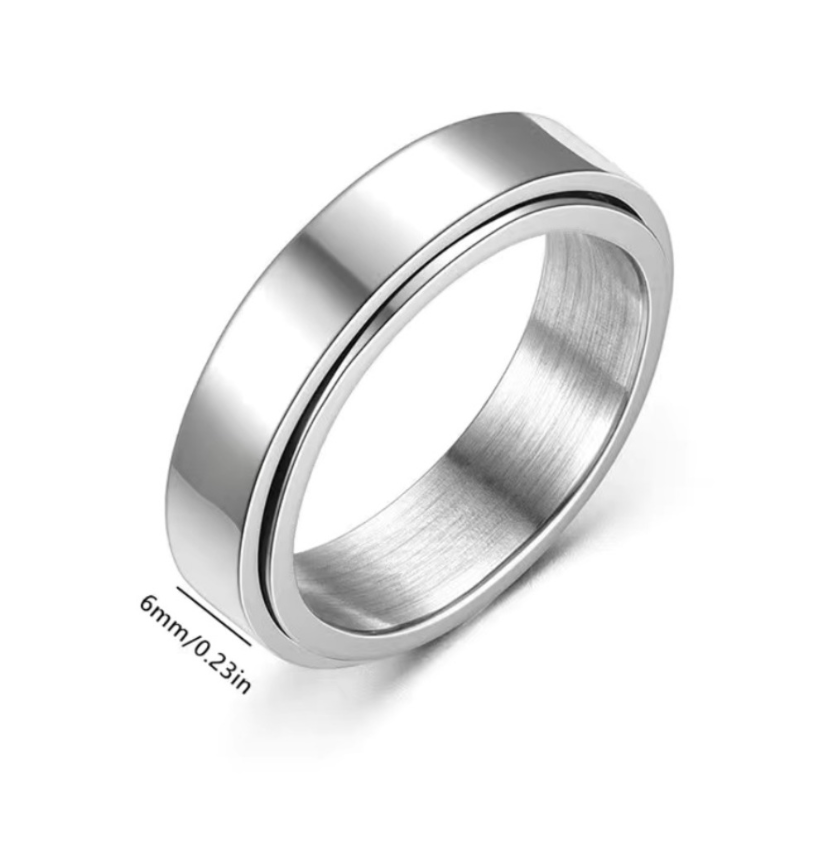 Stainless Steel Anxiety Fidget Spinner Ring 6mm