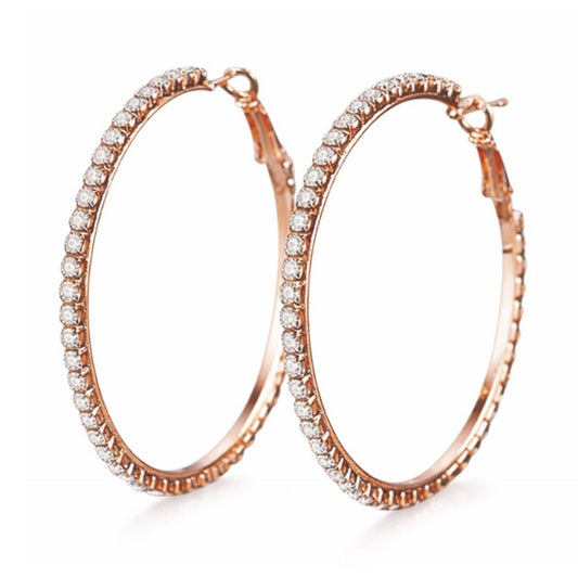 Large 60mm Rose Gold CZ Hoop Earrings
