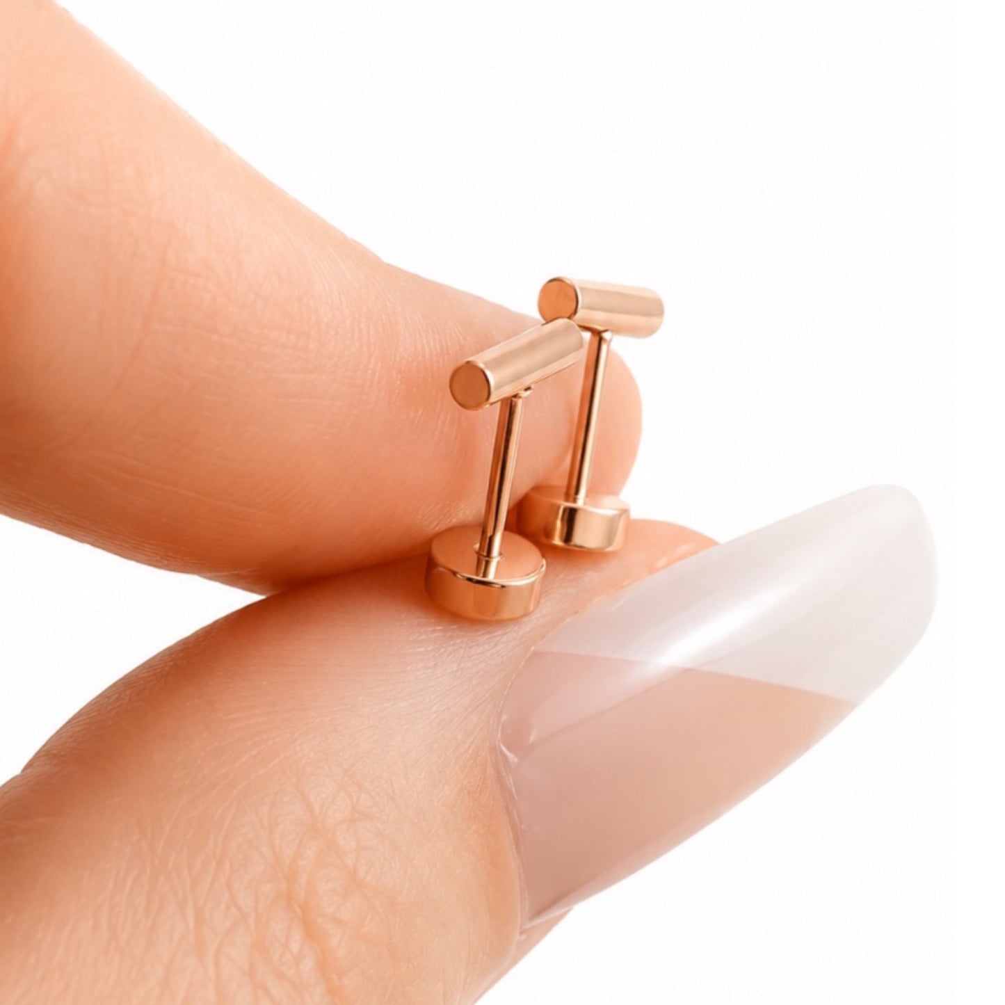 Rose Gold Bar Flat Back Stud Earrings