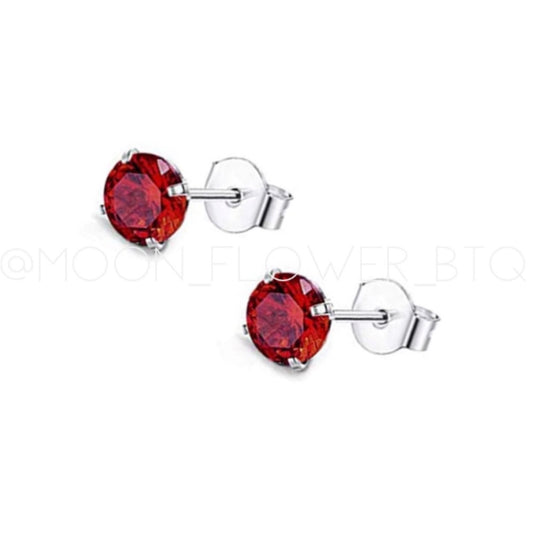 Red CZ Stud Earrings