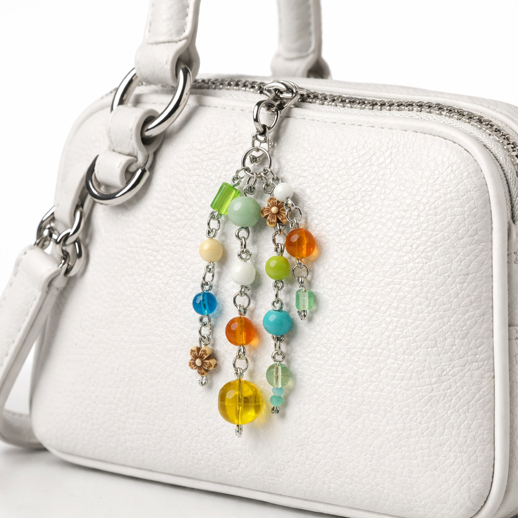Colorful Floral Beaded Charm - Bag Charm Keychain Zipper Pull