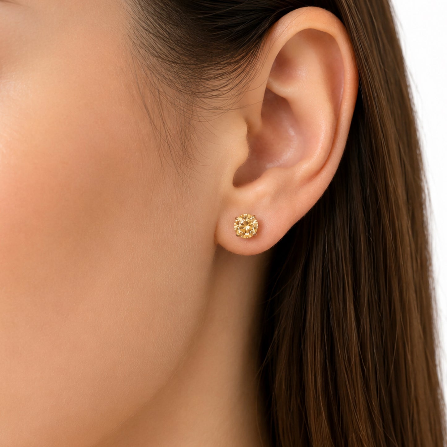 Peach Orange CZ Stud Earrings