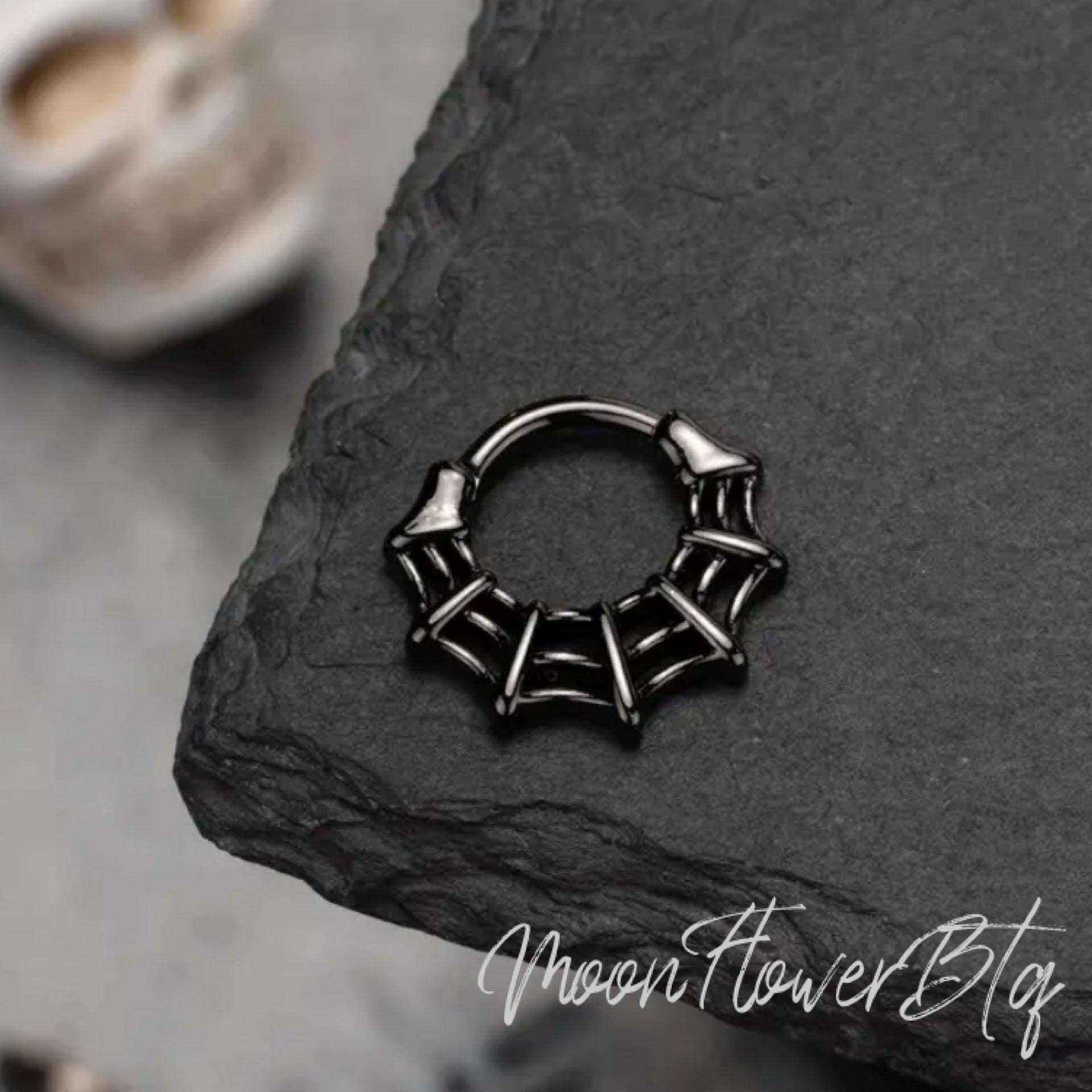 Black Spider Web Septum Clicker Ring