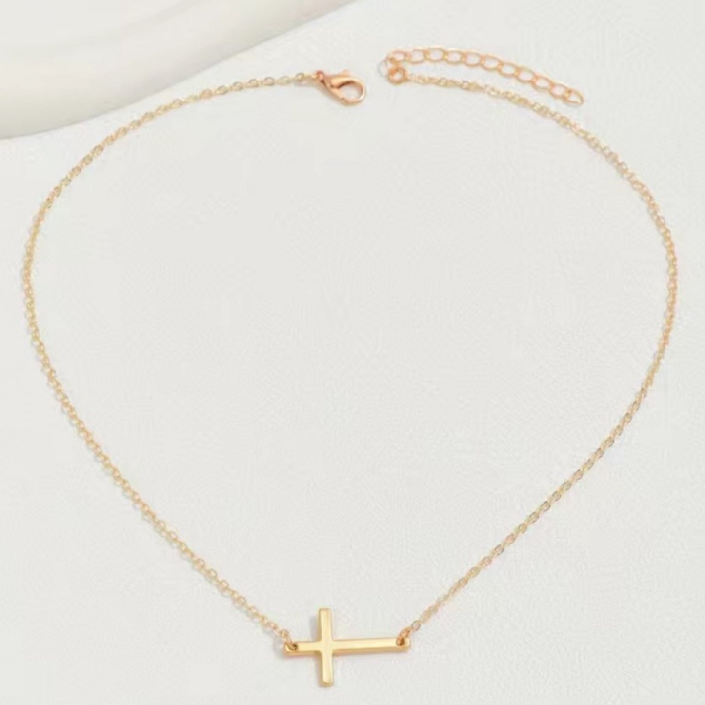 Simple Minimalist Gold Cross Necklace