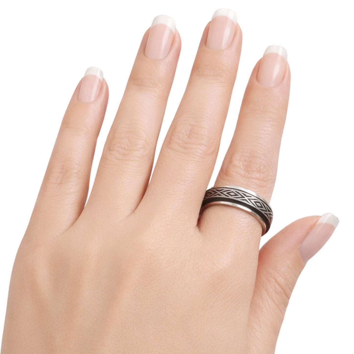 Stainless Steel Geometric Fidget Spinner Ring