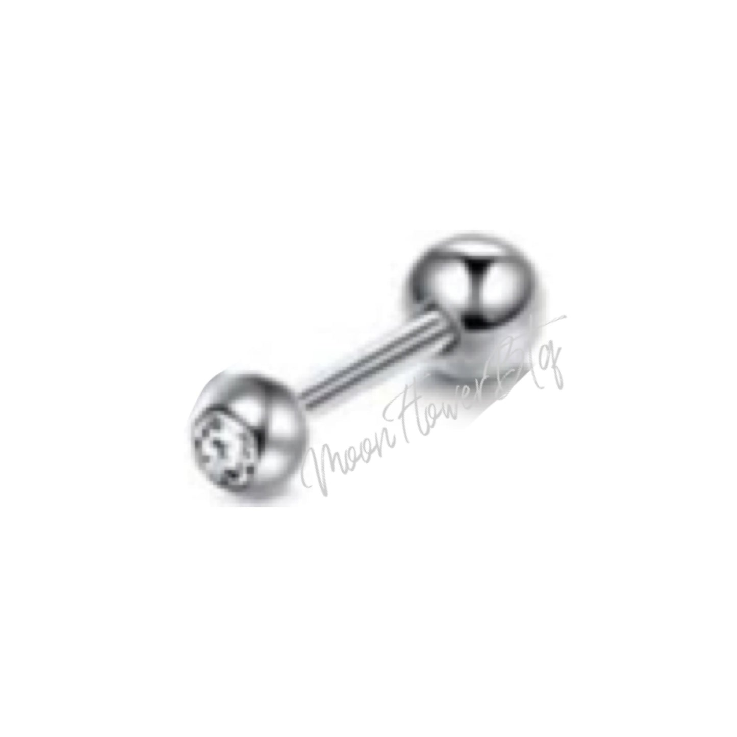 Silver CZ Barbell Earring