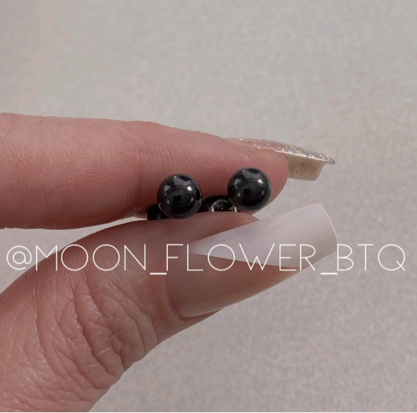 Black Ball Stud Earrings