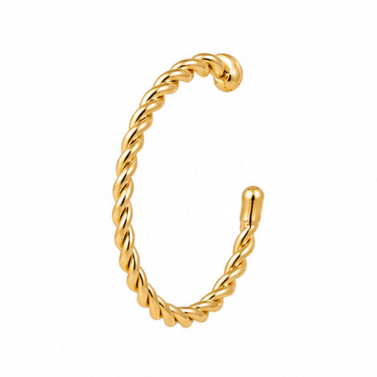 Gold Twisted Fixed Hoop Nose Ring