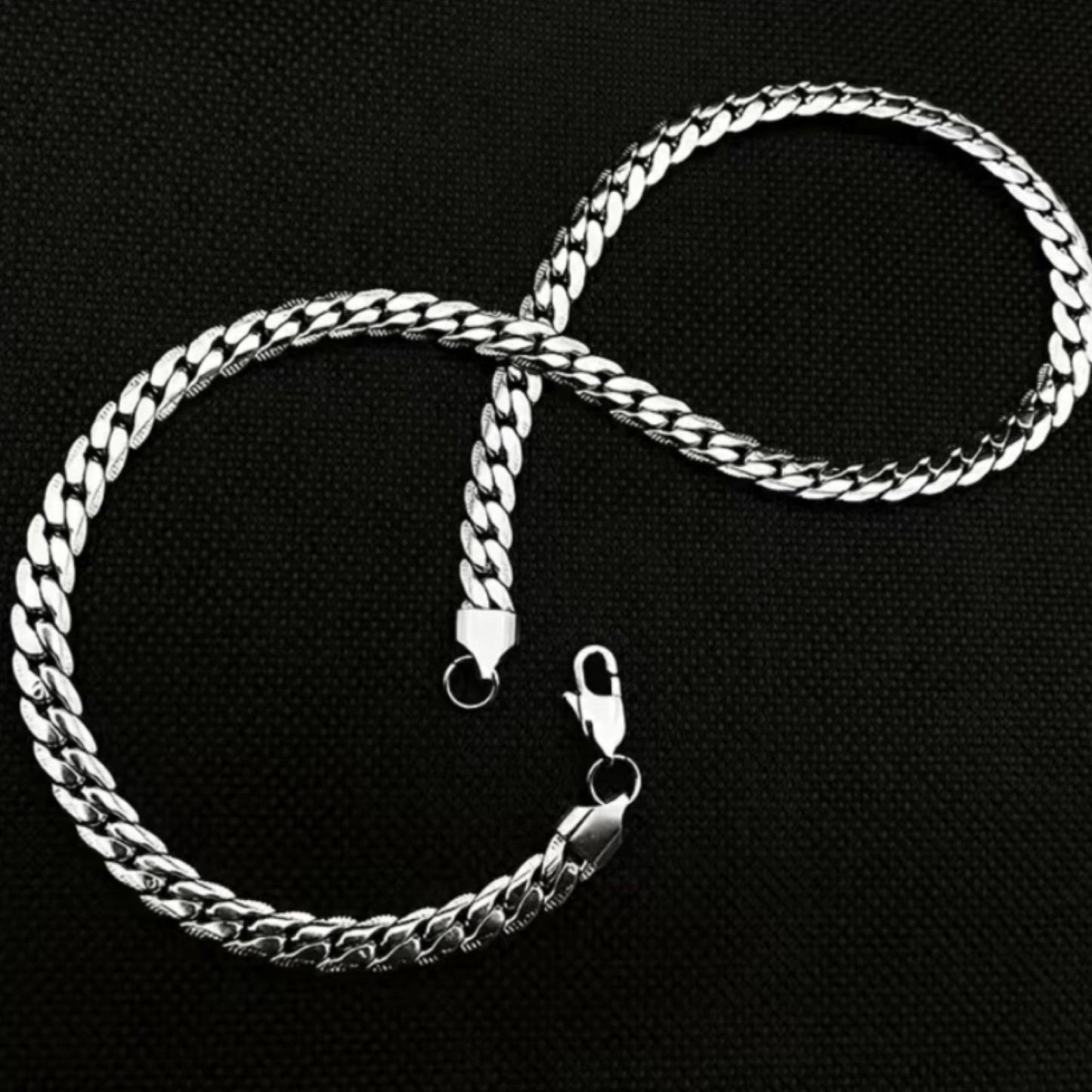 Silver Flat Cuban Chain Necklace