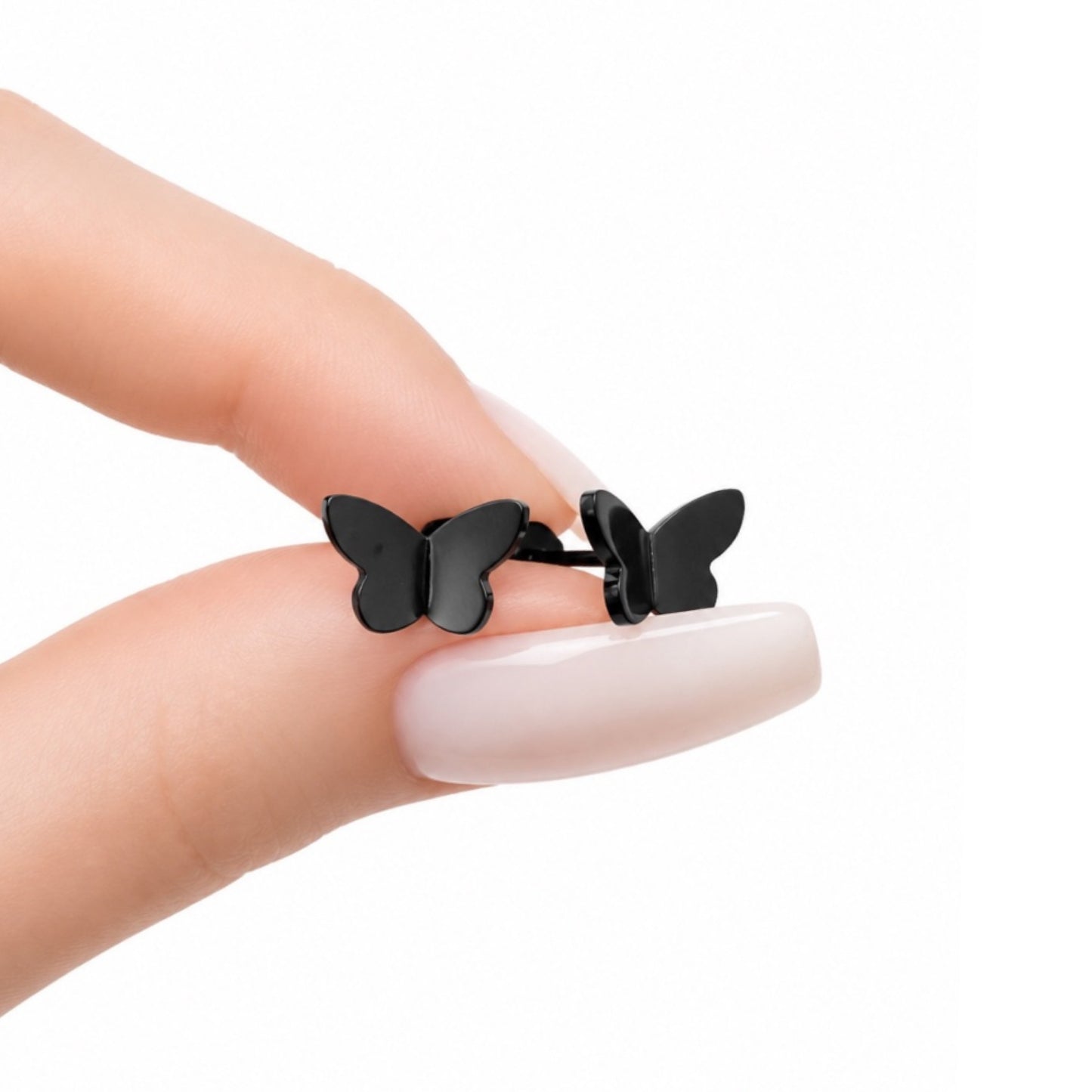 Black Butterfly Flat Back Stud Earrings