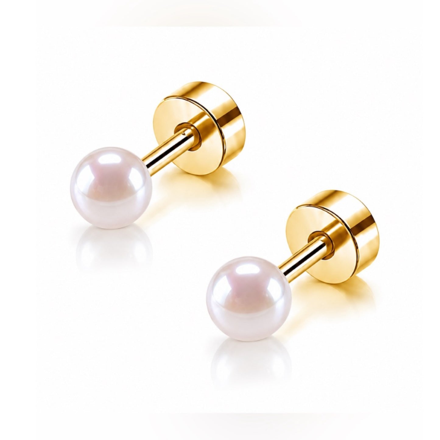Pearl Flat Back Stud Earrings - 4mm